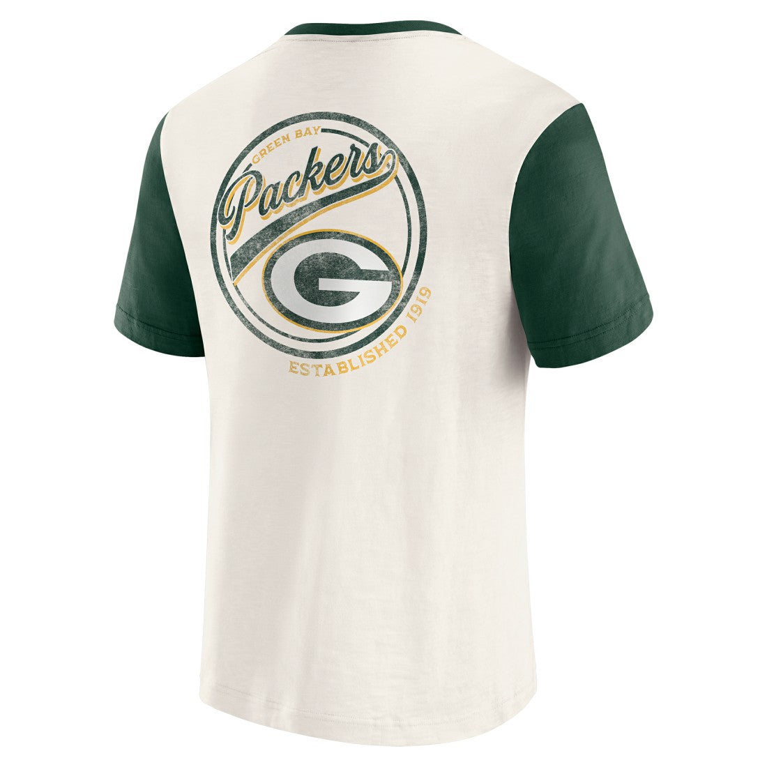 Green Bay Packers Darius Rucker Collection Henley Colorblock Slub Pocket T-Shirt Cream
