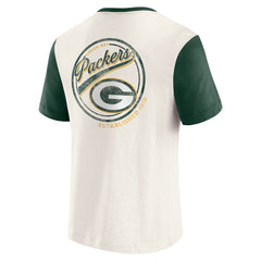 Green Bay Packers Darius Rucker Collection Henley Colorblock Slub Pocket T-Shirt Cream