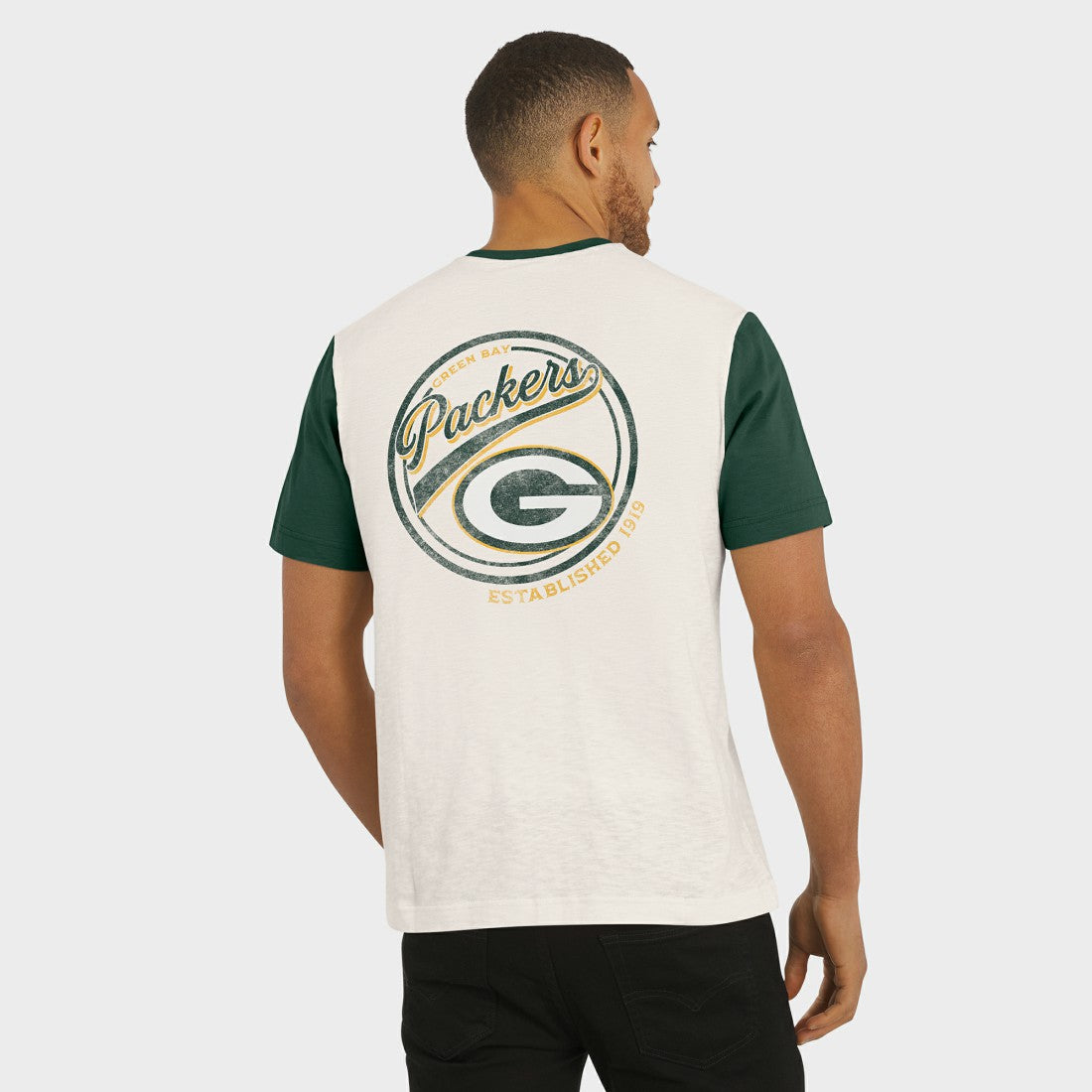 Green Bay Packers Darius Rucker Collection Henley Colorblock Slub Pocket T-Shirt Cream