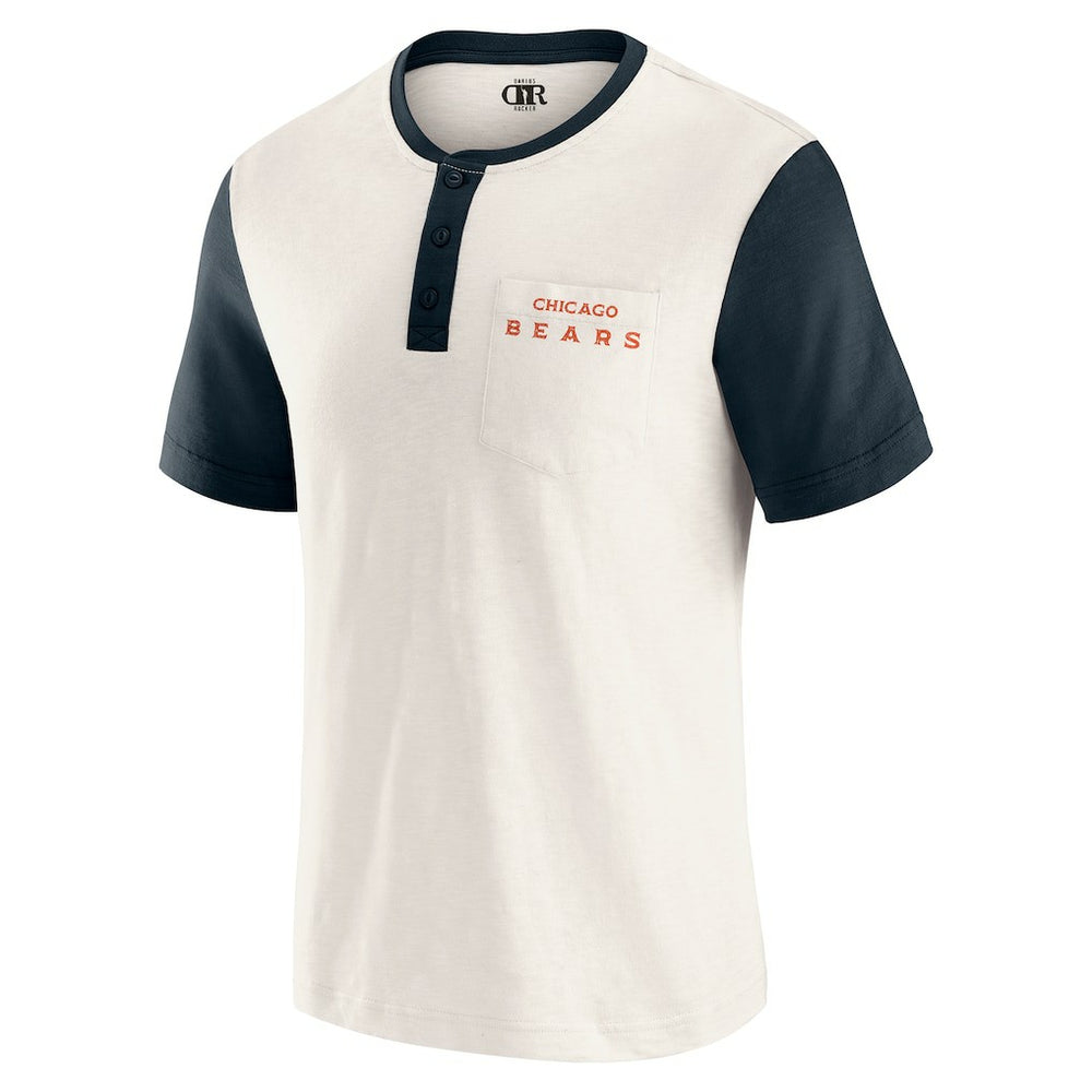 Chicago Bears Darius Rucker Collection Henley Colorblock Slub Pocket T-Shirt Cream