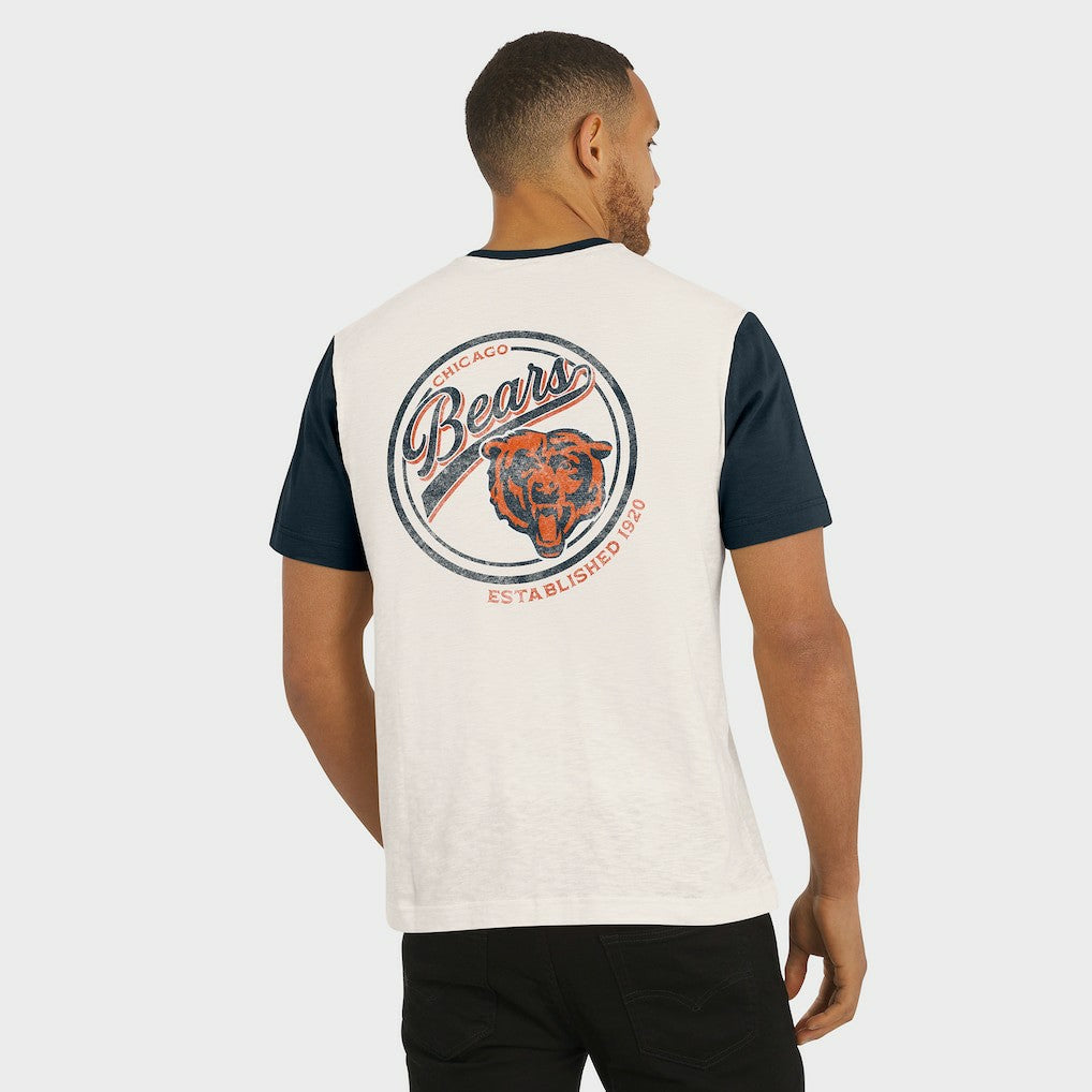 Chicago Bears Darius Rucker Collection Henley Colorblock Slub Pocket T-Shirt Cream