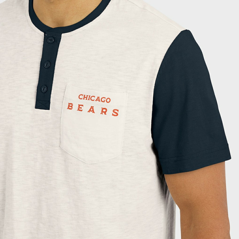 Chicago Bears Darius Rucker Collection Henley Colorblock Slub Pocket T-Shirt Cream