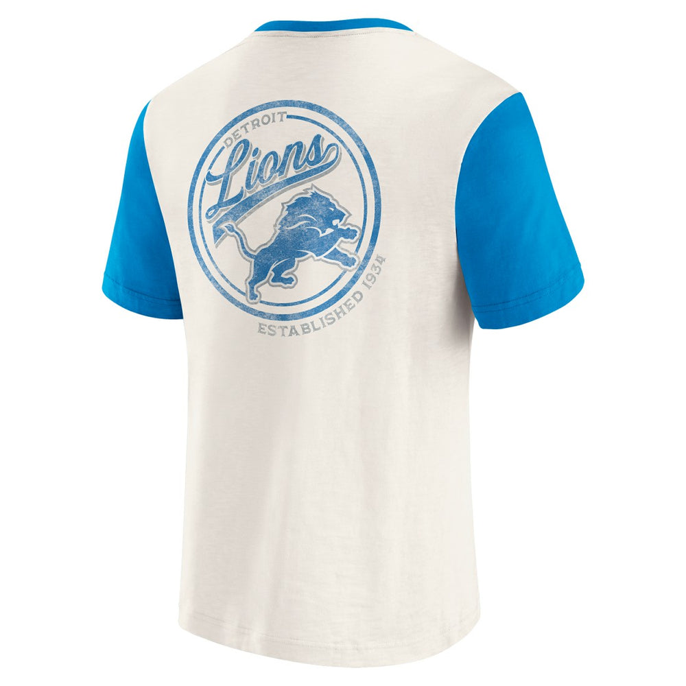 Detroit Lions Darius Rucker Collection Henley Colorblock Slub Pocket T-Shirt Cream