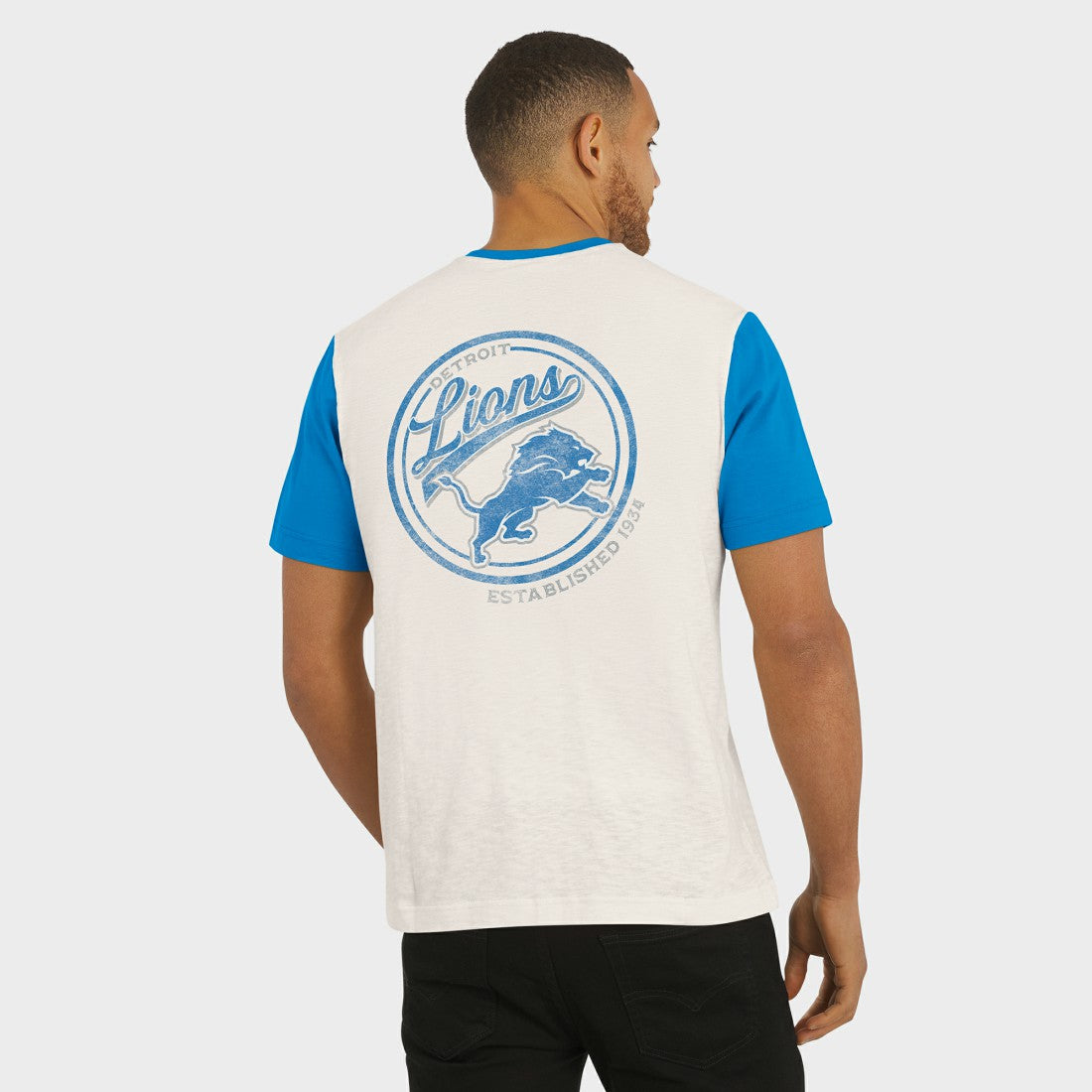 Detroit Lions Darius Rucker Collection Henley Colorblock Slub Pocket T-Shirt Cream