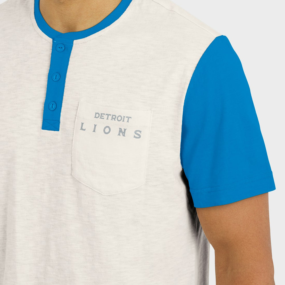 Detroit Lions Darius Rucker Collection Henley Colorblock Slub Pocket T-Shirt Cream