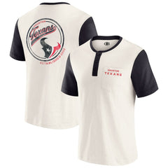 Houston Texans Darius Rucker Collection Henley Colorblock Slub Pocket T-Shirt Cream