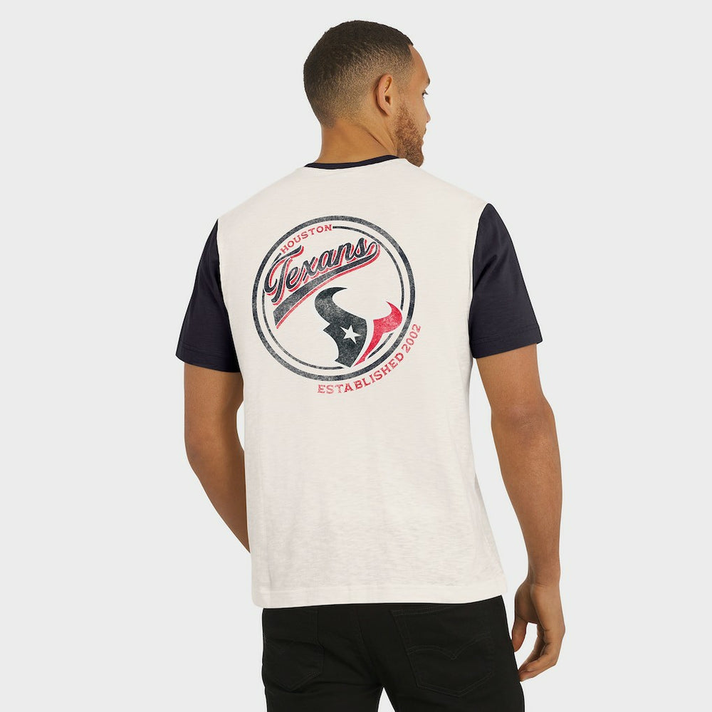 Houston Texans Darius Rucker Collection Henley Colorblock Slub Pocket T-Shirt Cream