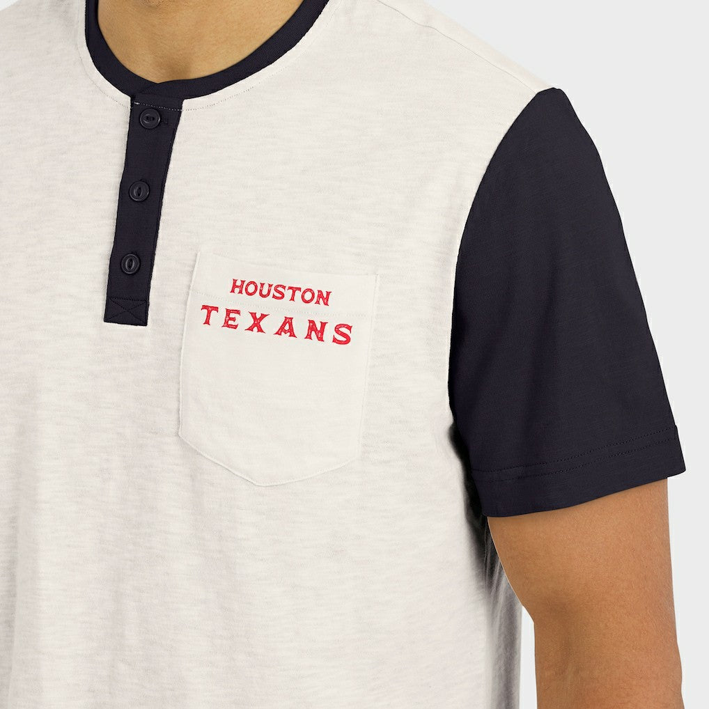 Houston Texans Darius Rucker Collection Henley Colorblock Slub Pocket T-Shirt Cream