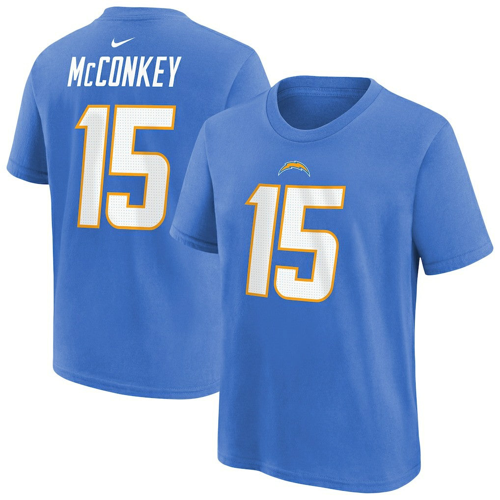 Ladd McConkey Los Angeles Chargers Youth Player Name & Number T-Shirt Powder Blue