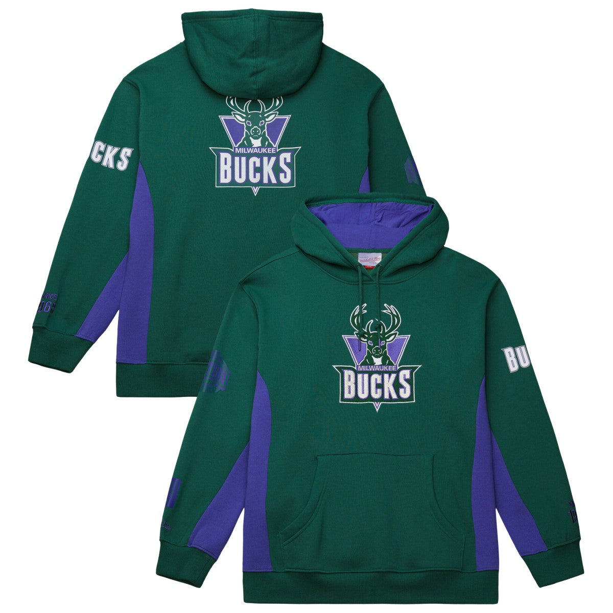 Milwaukee Bucks Hardwood Classics Team Origins Fleece Pullover Hoodie Hunter Green