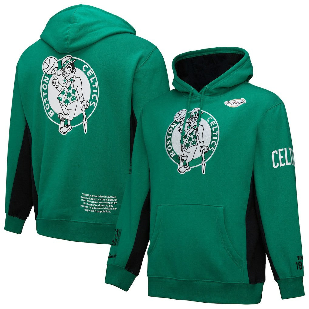 Boston Celtics Hardwood Classics Team Origins Fleece Pullover Hoodie Kelly Green