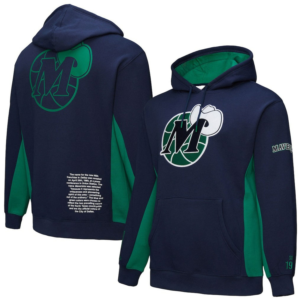 Dallas Mavericks Hardwood Classics Team Origins Fleece Pullover Hoodie Navy