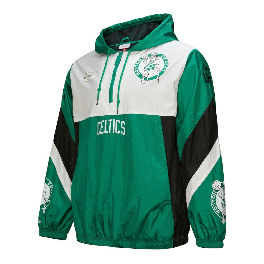 Boston Celtics Hardwood Classics Team Origins Anorak Quarter-Zip Windbreaker Jacket Kelly Green
