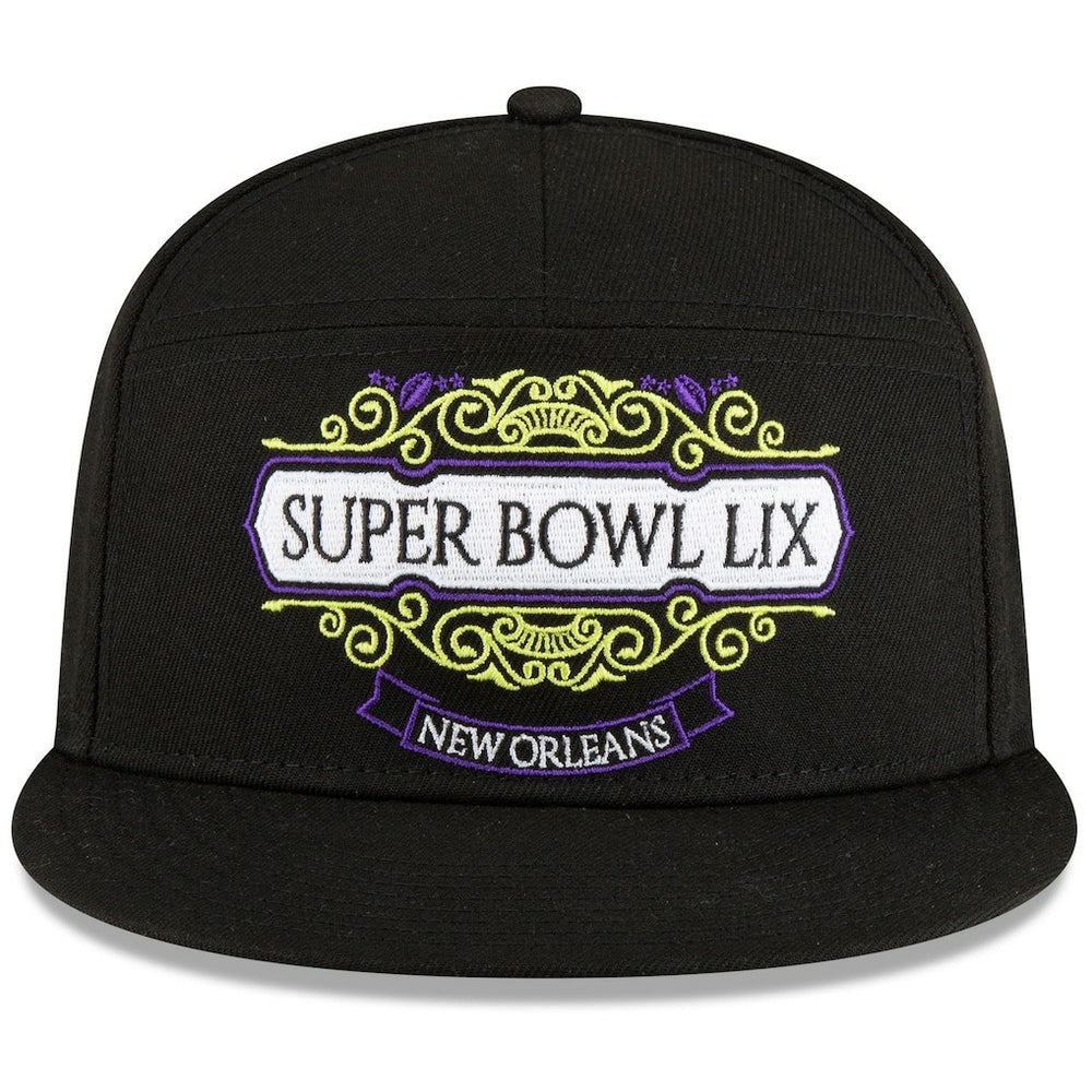 Philadelphia Eagles New Era Super Bowl LIX Tarmac Split Panel 9FIFTY Snapback Hat Black