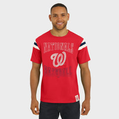 Washington Nationals Darius Rucker Collection by Fanatics Distressed Sleeve Stripe T-Shirt - Red T-shirts