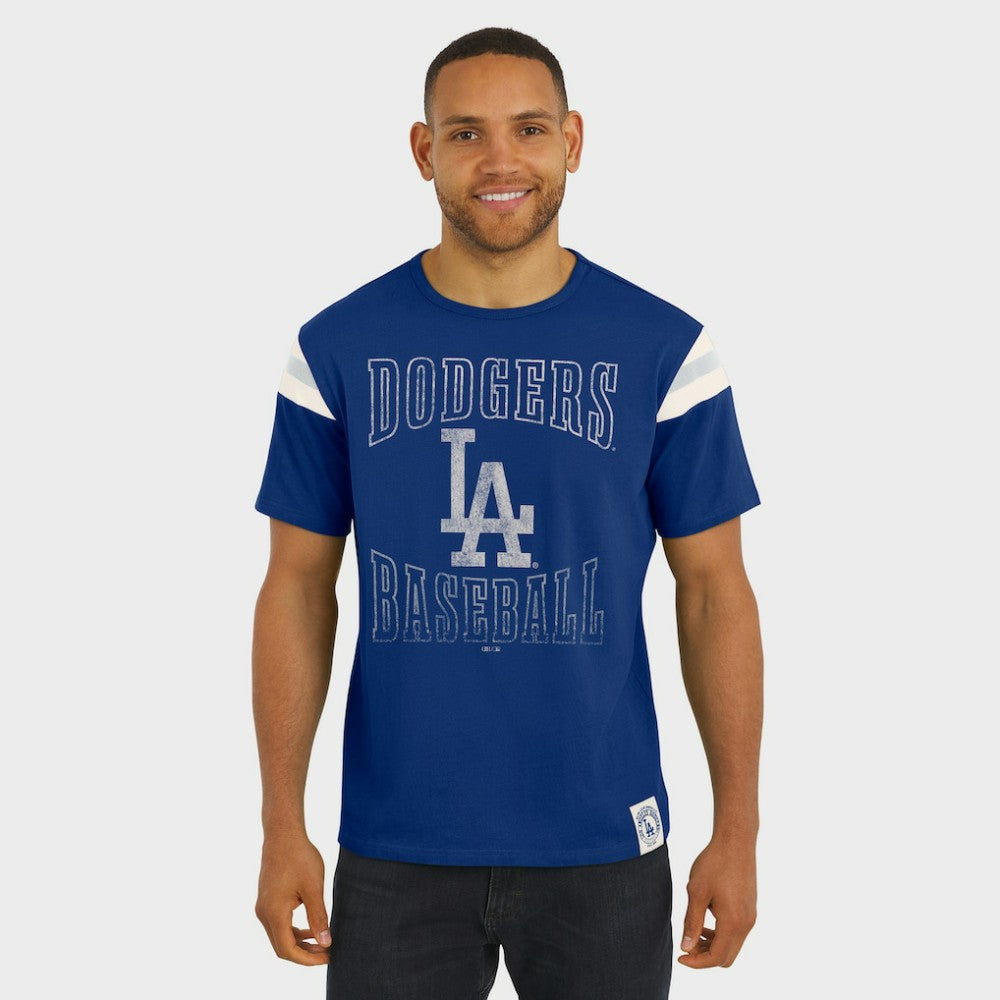 Los Angeles Dodgers Darius Rucker Collection by Fanatics Distressed Sleeve Stripe T-Shirt - Royal T-shirts