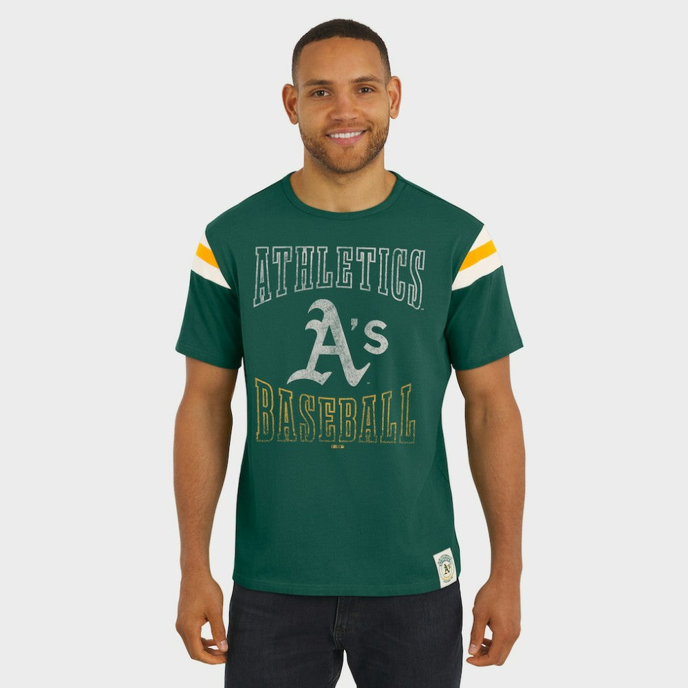 Athletics Darius Rucker Collection by Fanatics Distressed Sleeve Stripe T-Shirt - Green T-shirts