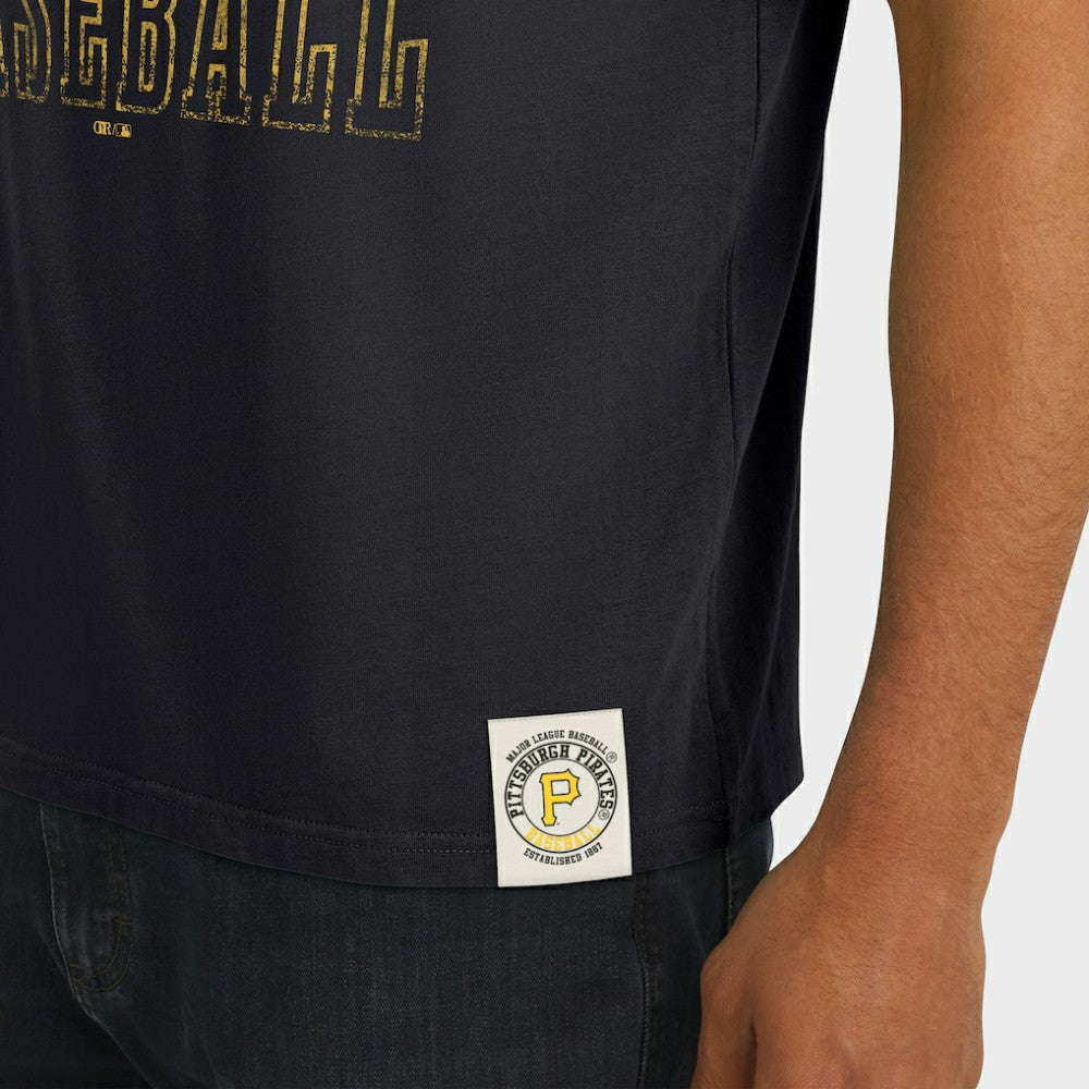 Pittsburgh Pirates Darius Rucker Collection by Fanatics Distressed Sleeve Stripe T-Shirt - Black T-shirts
