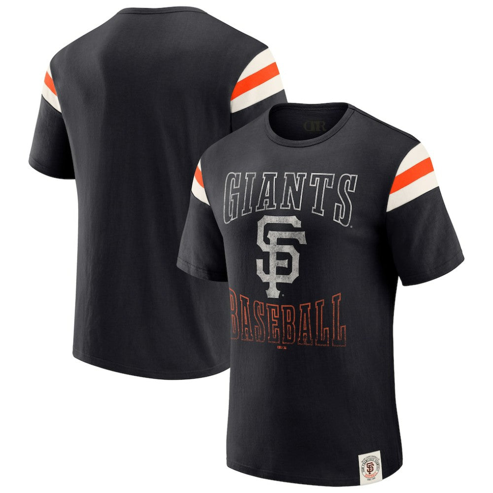 San Francisco Giants Darius Rucker Collection by Fanatics Distressed Sleeve Stripe T-Shirt - Black T-shirts