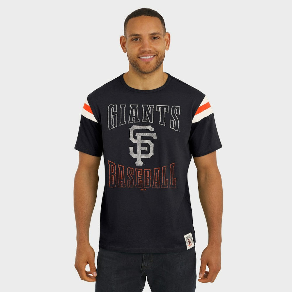 San Francisco Giants Darius Rucker Collection by Fanatics Distressed Sleeve Stripe T-Shirt - Black T-shirts