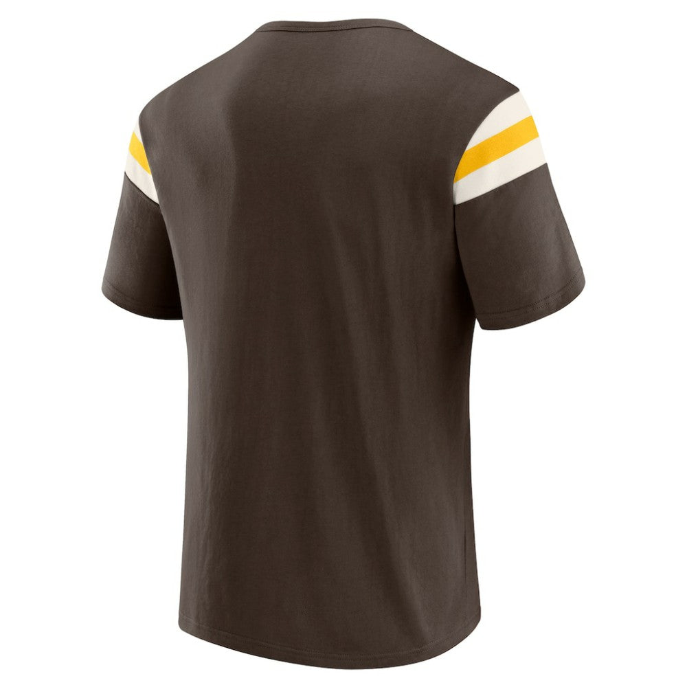 San Diego Padres Darius Rucker Collection by Fanatics Distressed Sleeve Stripe T-Shirt - Brown T-shirts