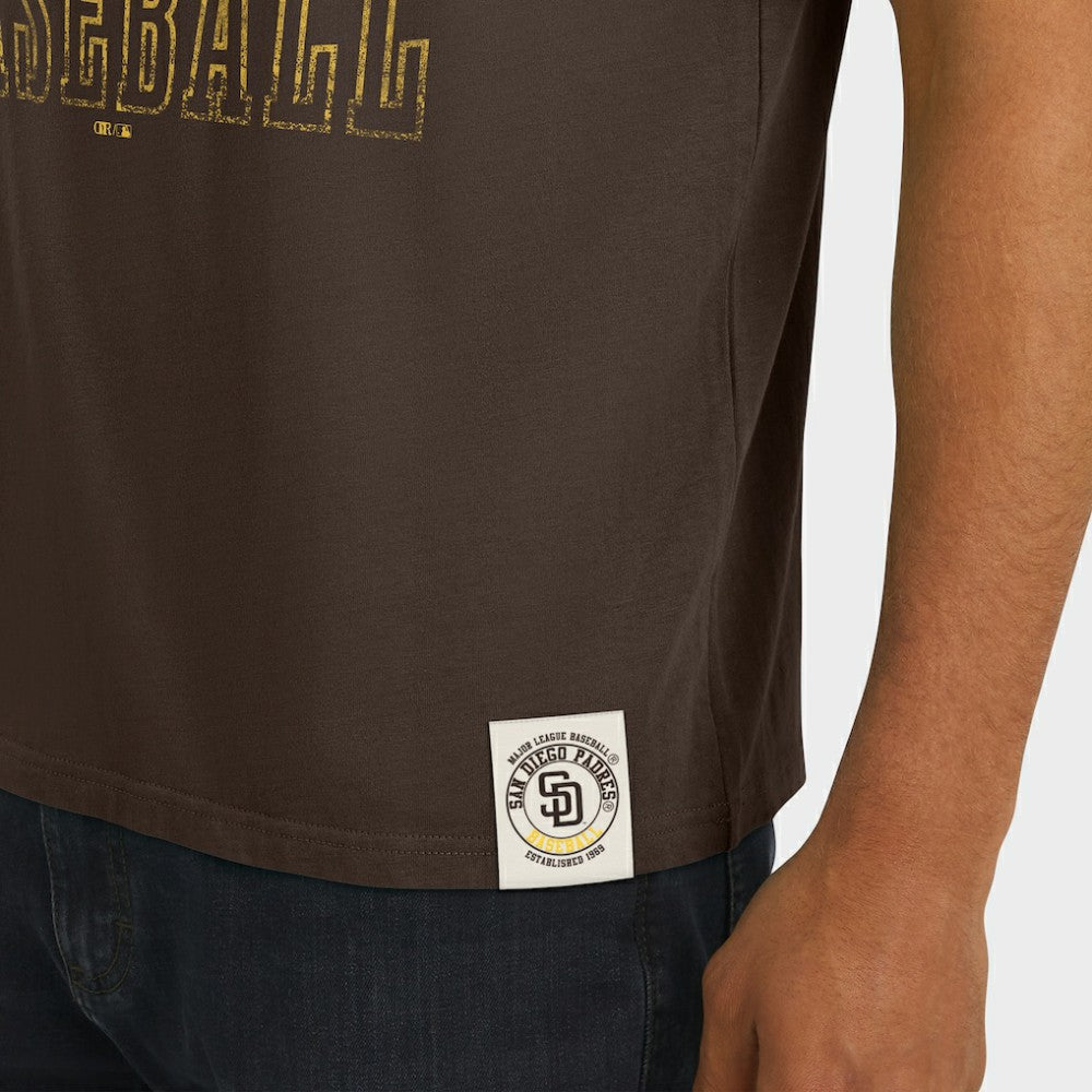 San Diego Padres Darius Rucker Collection by Fanatics Distressed Sleeve Stripe T-Shirt - Brown T-shirts