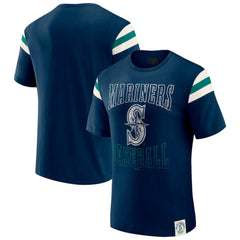 Seattle Mariners Darius Rucker Collection by Fanatics Distressed Sleeve Stripe T-Shirt - Navy T-shirts