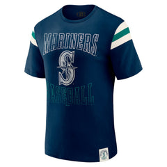 Seattle Mariners Darius Rucker Collection by Fanatics Distressed Sleeve Stripe T-Shirt - Navy T-shirts