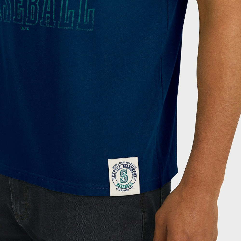 Seattle Mariners Darius Rucker Collection by Fanatics Distressed Sleeve Stripe T-Shirt - Navy T-shirts