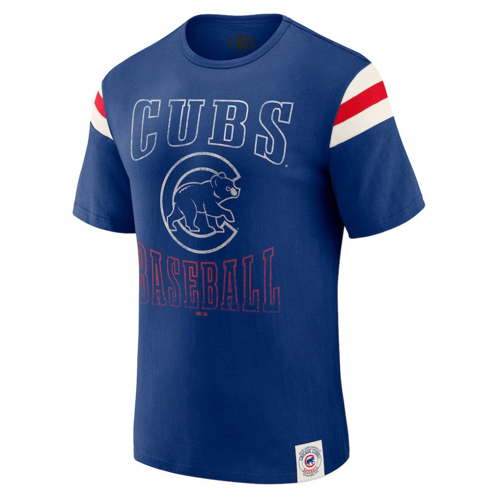 Chicago Cubs Darius Rucker Collection by Fanatics Distressed Sleeve Stripe T-Shirt - Royal T-shirts