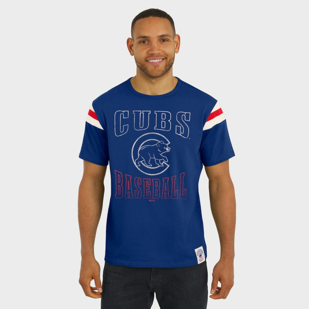 Chicago Cubs Darius Rucker Collection by Fanatics Distressed Sleeve Stripe T-Shirt - Royal T-shirts