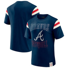 Atlanta Braves Darius Rucker Collection by Fanatics Distressed Sleeve Stripe T-Shirt - Navy T-shirts