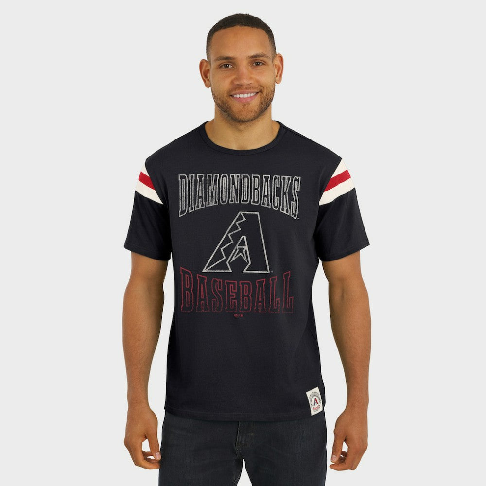 Arizona Diamondbacks Darius Rucker Collection by Fanatics Distressed Sleeve Stripe T-Shirt - Black T-shirts