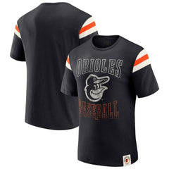 Baltimore Orioles Darius Rucker Collection by Fanatics Distressed Sleeve Stripe T-Shirt - Black T-shirts