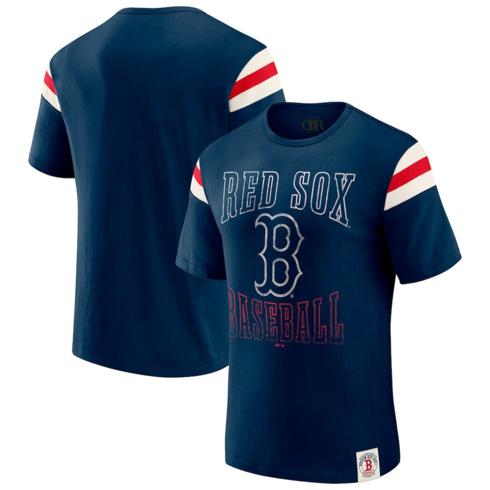 Boston Red Sox Darius Rucker Collection by Fanatics Distressed Sleeve Stripe T-Shirt - Navy T-shirts