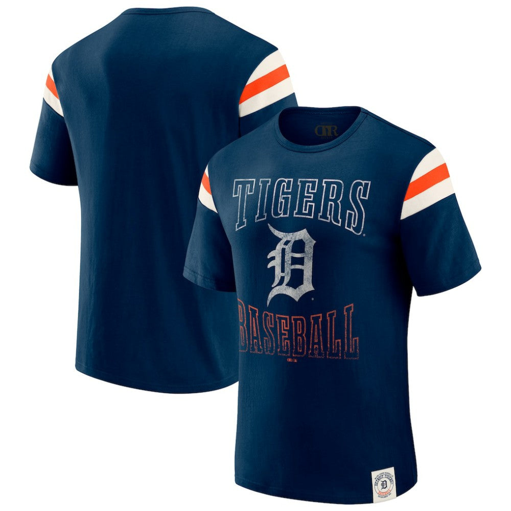 Detroit Tigers Darius Rucker Collection by Fanatics Distressed Sleeve Stripe T-Shirt - Navy T-shirts