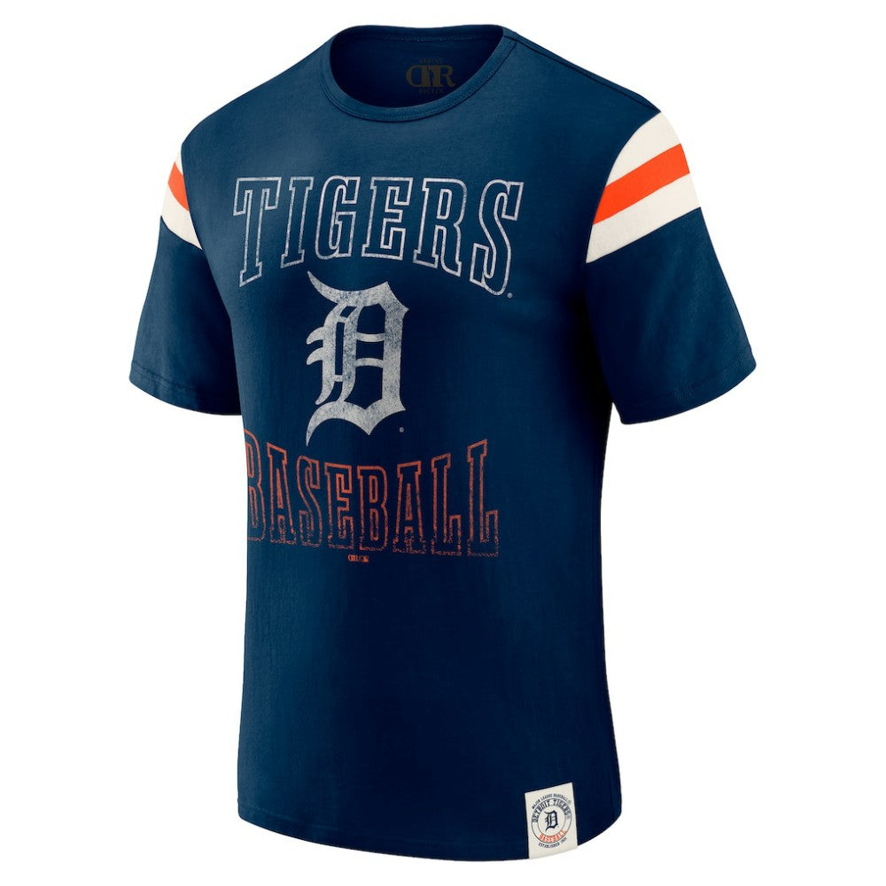 Detroit Tigers Darius Rucker Collection by Fanatics Distressed Sleeve Stripe T-Shirt - Navy T-shirts