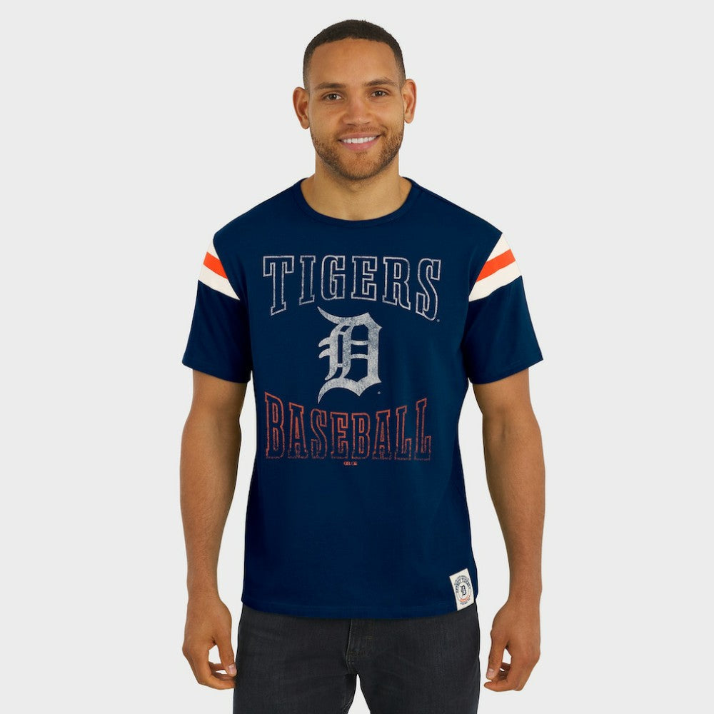 Detroit Tigers Darius Rucker Collection by Fanatics Distressed Sleeve Stripe T-Shirt - Navy T-shirts