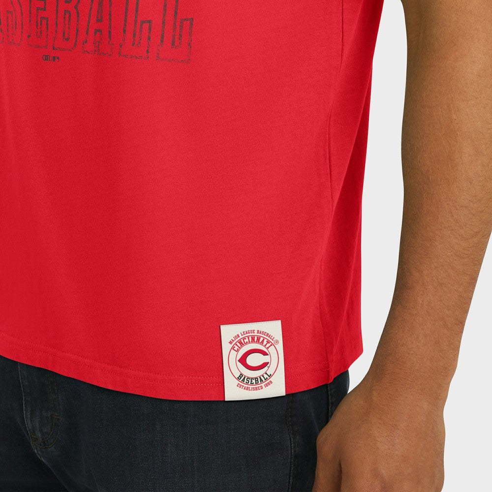 Cincinnati Reds Darius Rucker Collection by Fanatics Distressed Sleeve Stripe T-Shirt - Red T-shirts