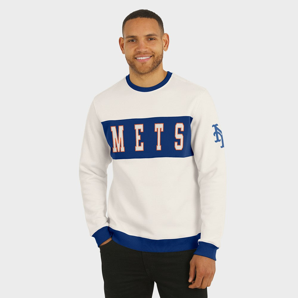 New York Mets Darius Rucker Collection by Fanatics Colorblock Crewneck Sweatshirt - Cream Sweatshirts