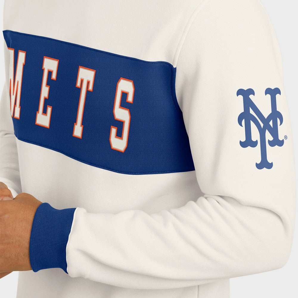New York Mets Darius Rucker Collection by Fanatics Colorblock Crewneck Sweatshirt - Cream Sweatshirts