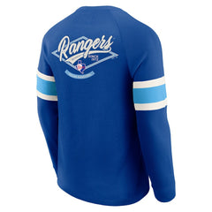Texas Rangers Darius Rucker Collection by Fanatics Waffle-Knit Raglan Long Sleeve Henley T-Shirt - Royal T-shirts