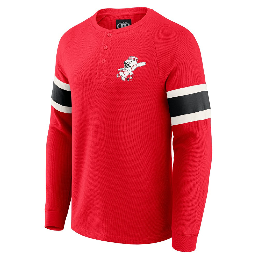 Cincinnati Reds Darius Rucker Collection by Fanatics Waffle-Knit Raglan Long Sleeve Henley T-Shirt - Red T-shirts