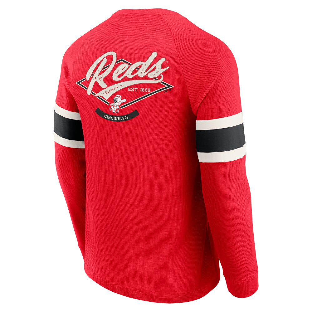 Cincinnati Reds Darius Rucker Collection by Fanatics Waffle-Knit Raglan Long Sleeve Henley T-Shirt - Red T-shirts