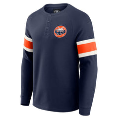 Houston Astros Darius Rucker Collection by Fanatics Waffle-Knit Raglan Long Sleeve Henley T-Shirt - Navy T-shirts