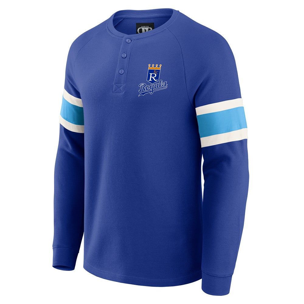 Kansas City Royals Darius Rucker Collection by Fanatics Waffle-Knit Raglan Long Sleeve Henley T-Shirt - Royal T-shirts