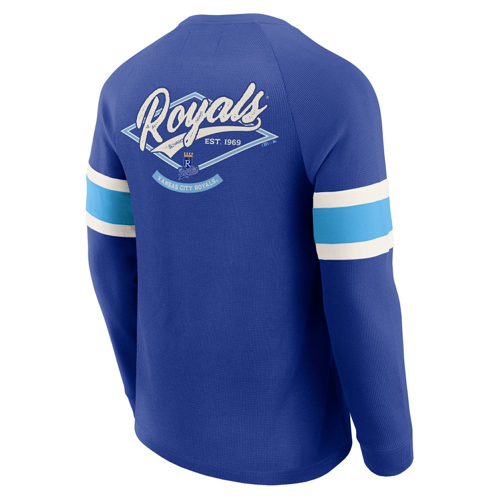 Kansas City Royals Darius Rucker Collection by Fanatics Waffle-Knit Raglan Long Sleeve Henley T-Shirt - Royal T-shirts