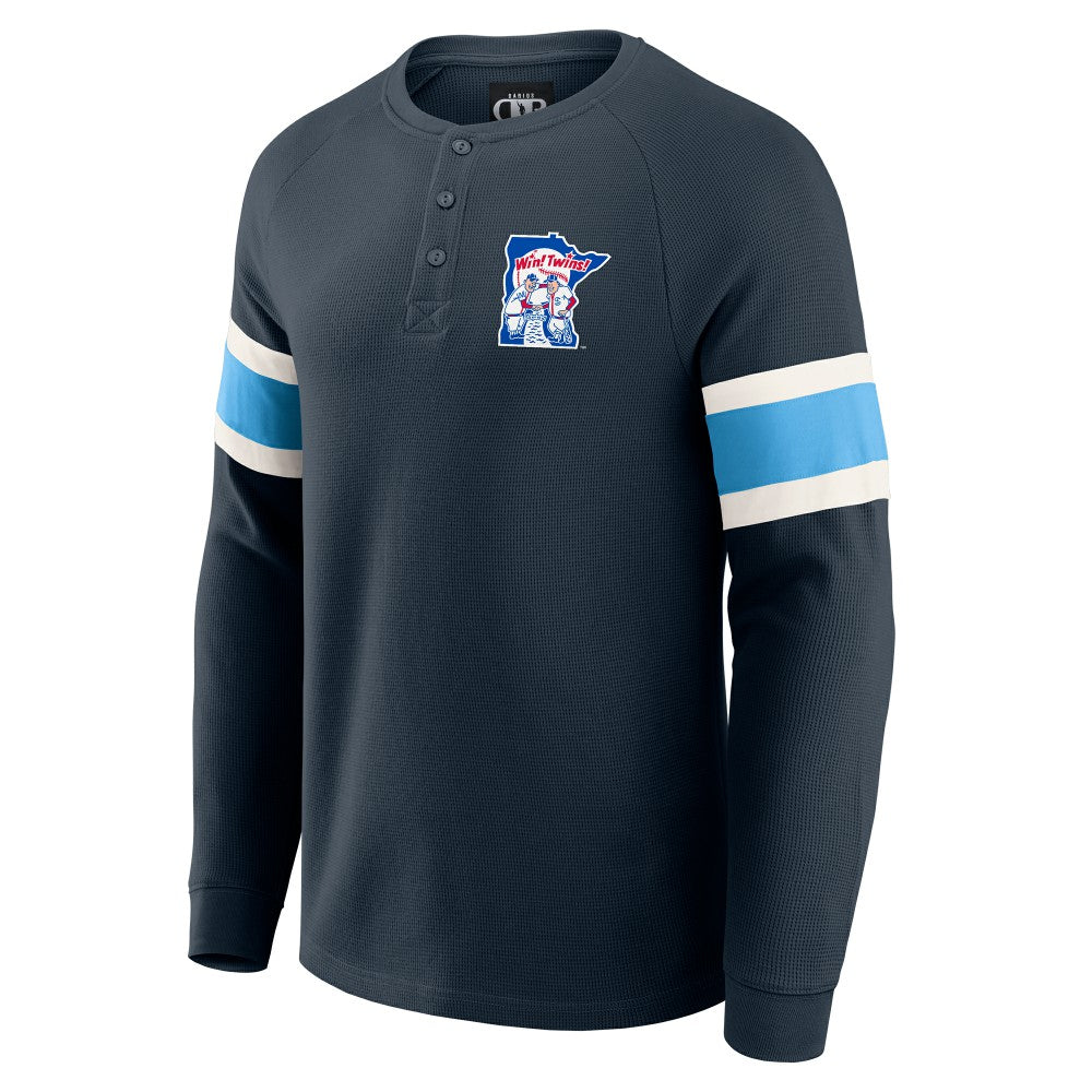 Minnesota Twins Darius Rucker Collection by Fanatics Waffle-Knit Raglan Long Sleeve Henley T-Shirt - Navy T-shirts