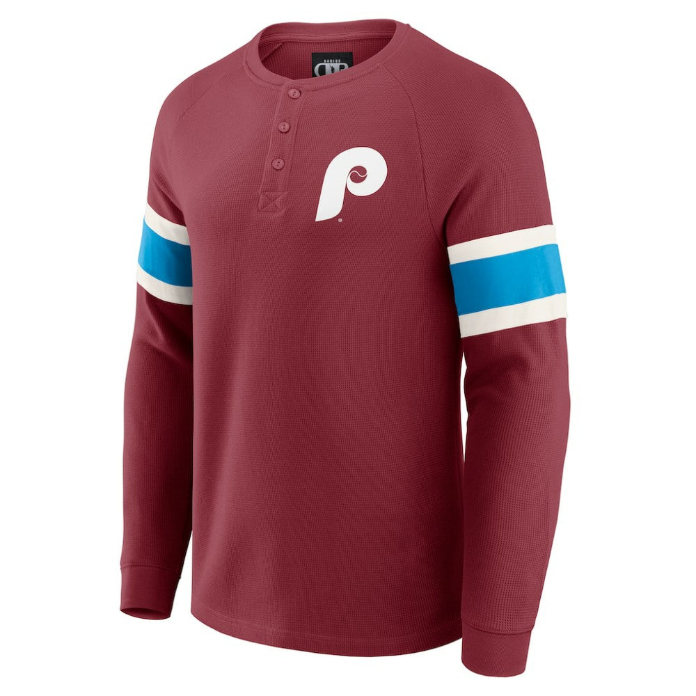 Philadelphia Phillies Darius Rucker Collection by Fanatics Waffle-Knit Raglan Long Sleeve Henley T-Shirt - Burgundy T-shirts