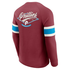 Philadelphia Phillies Darius Rucker Collection by Fanatics Waffle-Knit Raglan Long Sleeve Henley T-Shirt - Burgundy T-shirts